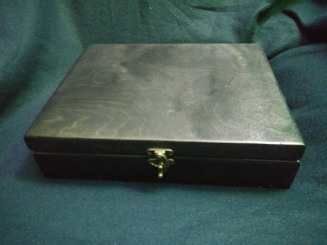 Old World Wooden Treasure Box with Brass Latch - Black Stain 
